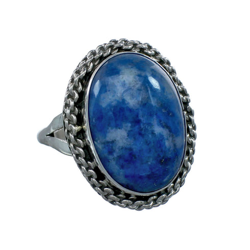 Native American Navajo Denim Lapis Sterling Silver Ring Size 8-3/4 NX11539